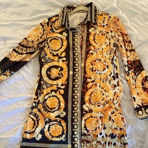 Versace print blouse dress